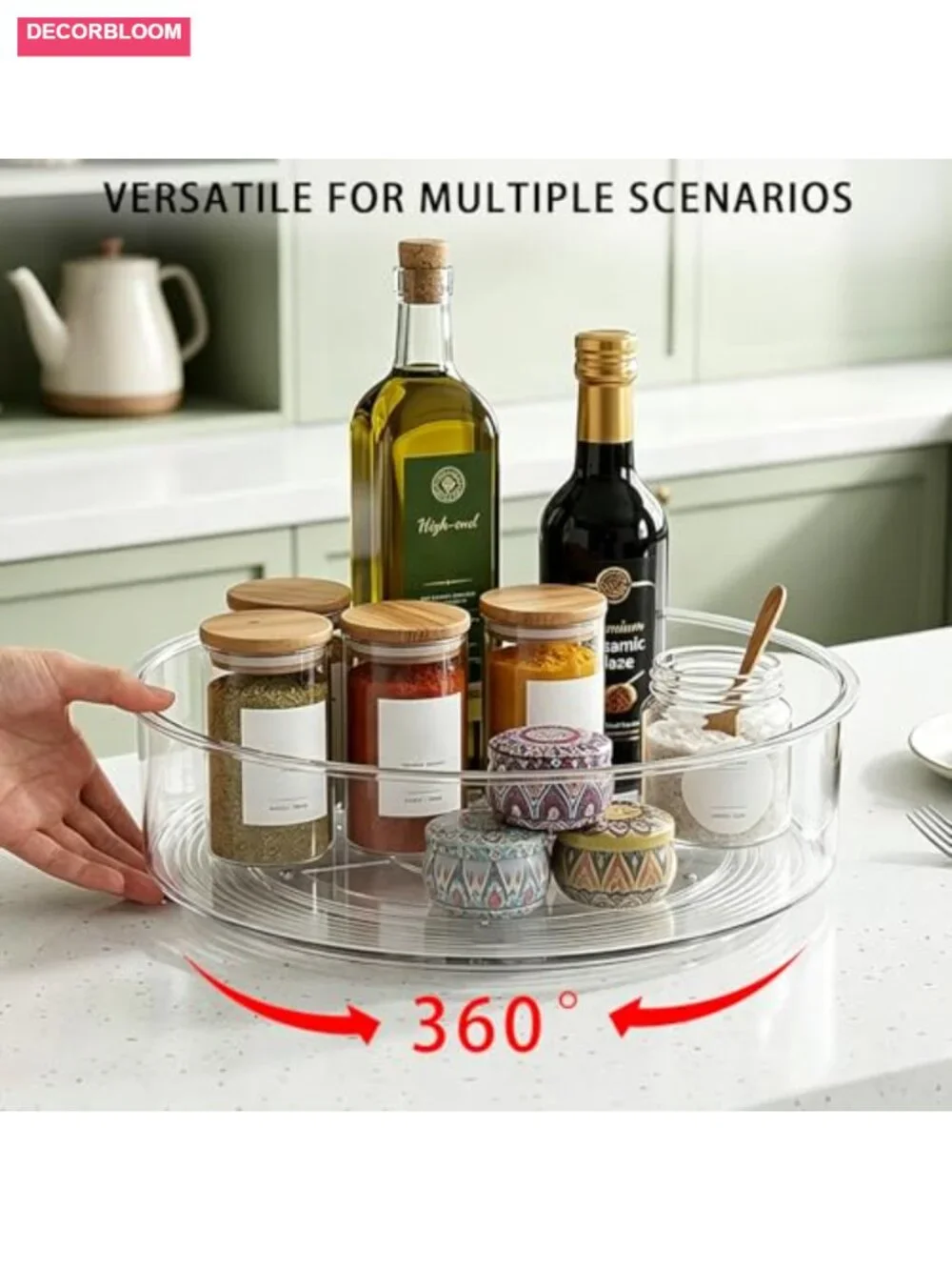 Clear Acrylic Lazy Susan Organizer 10in+12in 2-Piece 360 Rotating Turntable for